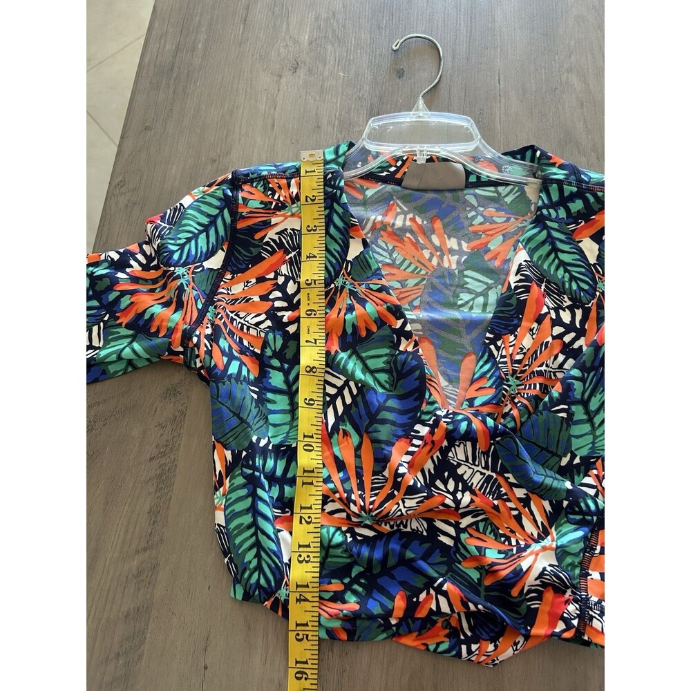 Athleta Pacifica Tank Top Blue Ruched Wrap Nylon Rash Guard Size Small - Picture 6 of 7
